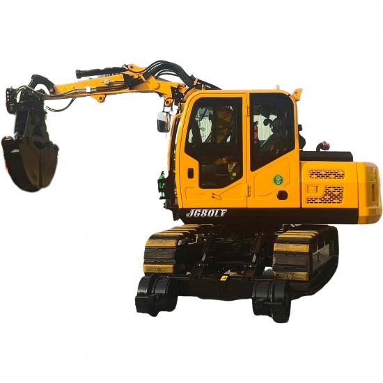 Excavator with Clamshell Grab Bucket